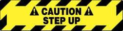 NMC - Caution - Step Up, Anti-Skid Pressure-Sensitive Vinyl Floor Sign - Rectangle, Black on Yellow, Adhesive Backed, For Accident Prevention - Benchmark Tooling
