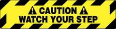 NMC - Caution - Watch Your Step, Anti-Skid Pressure-Sensitive Vinyl Floor Sign - Rectangle, Black on Yellow, Adhesive Backed, For Accident Prevention - Benchmark Tooling
