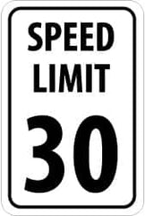 NMC - "Speed Limit 30", 18" Wide x 24" High, Aluminum Speed Limit Signs - 0.08" Thick, Black on White, High Intensity Reflectivity, Rectangle, Post Mount - Benchmark Tooling