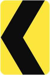 NMC - "Chevron", 12" Wide x 18" High, Aluminum Traffic Control Signs - 0.08" Thick, Black on Yellow, High Intensity Reflectivity, Rectangle, Post Mount - Benchmark Tooling
