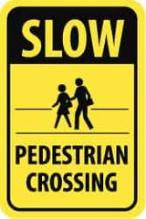 NMC - "Slow - Pedestrian Crossing", "Pedestrians Crossing", 18" Wide x 24" High, Aluminum Pedestrian Crossing Signs - 0.08" Thick, Black on Yellow, Engineer Grade Reflectivity, Rectangle, Post Mount - Benchmark Tooling