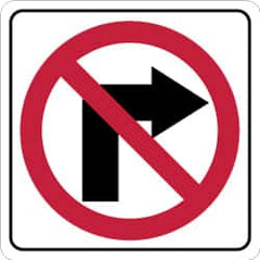 NMC - "Strike on Right Arrow", 24" Wide x 24" High, Aluminum Traffic Control Signs - 0.08" Thick, Red & Black on White, High Intensity Reflectivity, Square, Post Mount - Benchmark Tooling