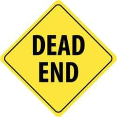 NMC - "Dead End", 24" Wide x 24" High, Aluminum Traffic Control Signs - 0.08" Thick, Black on Yellow, Engineer Grade Reflectivity, Diamond, Post Mount - Benchmark Tooling