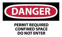 NMC - Accident Prevention Label, Header: DANGER - Legend: Danger - Permit Required - Confined Space - Do Not Enter, English, Red, Black & White, 5" Long x 3" High, Sign Muscle Finish - Benchmark Tooling