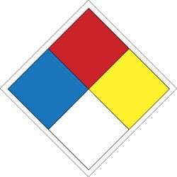 NMC - Hazardous Materials Label - Legend: Hazard Material System, English, Blue, Red, Yellow, Black & White, 4" Long x 4" High, Sign Muscle Finish - Benchmark Tooling
