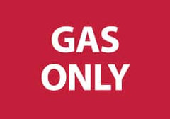 NMC - Hazardous Materials Label - Legend: Gas Only, English, White & Red, 5" Long x 3" High, Sign Muscle Finish - Benchmark Tooling