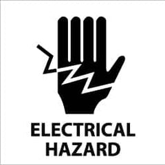 NMC - Accident Prevention Label - Legend: Electrical Hazard, English, Black & White, 4" Long x 4" High, Sign Muscle Finish - Benchmark Tooling