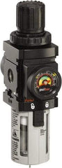 ARO/Ingersoll-Rand - 1/4" NPT Port Miniature 1 Piece Filter/Regulator FRL Unit - Polycarbonate Bowl, 47 SCFM, 150 Max psi, 6.89" High x 1.575" Long, Automatic Drain - Benchmark Tooling