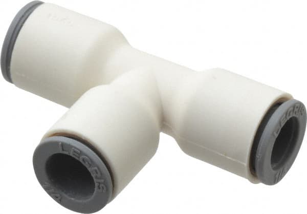 Parker - 1/4" OD, Bio-Sourced Nylon 11 Push-to-Connect Union Tee - 230 Max psi, White - Benchmark Tooling