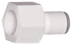 Parker - 3/8" OD, 3/8 NPTF, Bio-Sourced Nylon 11 Push-to-Connect Female Connector - 190 Max psi, White - Benchmark Tooling