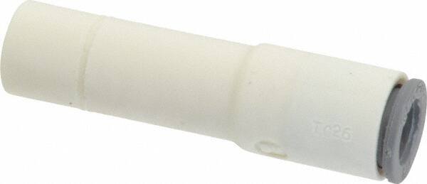 Parker - 1/4 x 3/8" OD, Bio-Sourced Nylon 11 Push-to-Connect Plug-In Reducer - 230 Max psi, 3/8" Stem Diam, White - Benchmark Tooling