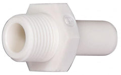 Parker - 3/8" OD, 1/4 NPTF, Bio-Sourced Nylon 11 Push-to-Connect Stem Adapter - 190 Max psi, White - Benchmark Tooling