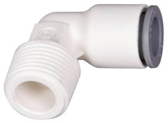 Parker - 1/4" OD, 1/8 NPTF, Bio-Sourced Nylon 11 Push-to-Connect Male Elbow - 230 Max psi, White - Benchmark Tooling