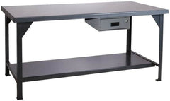 Durham - 72 Wide x 36" Deep x 34" High, Steel Workbench - Rolled Edge, Fixed Legs - Benchmark Tooling