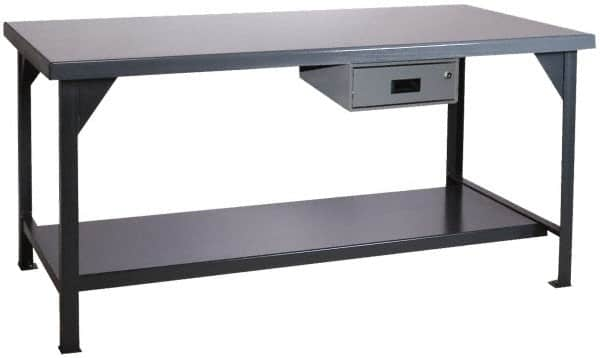 Durham - 72 Wide x 36" Deep x 34" High, Steel Workbench - Rounded Edge, Fixed Legs - Benchmark Tooling