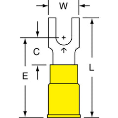 3M - #8 Stud, 12 to 10 AWG Compatible, Partially Insulated, Crimp Connection, Block Fork Terminal - Benchmark Tooling