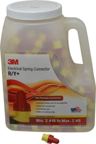 3M - 2, 18 to 2, 8 AWG, 600 Volt, Flame Retardant, Wing Twist on Wire Connector - Red & Yellow, 221°F - Benchmark Tooling