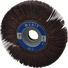 Merit Abrasives - 6" Diam, 60 Grit Aluminum Oxide Unmounted Flap Wheel - 1" Hole, 1" Wide, Coated, Medium Grade, 6,000 Max RPM , Cloth Backing - Benchmark Tooling