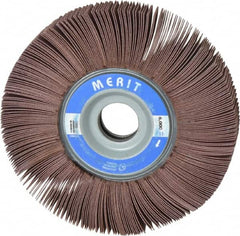 Merit Abrasives - 6" Diam, 240 Grit Aluminum Oxide Unmounted Flap Wheel - 1" Hole, 1" Wide, Coated, Very Fine Grade, 6,000 Max RPM , Cloth Backing - Benchmark Tooling