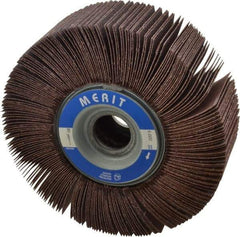 Merit Abrasives - 6" Diam, 80 Grit Aluminum Oxide Unmounted Flap Wheel - 1" Hole, 2" Wide, Coated, Medium Grade, 6,000 Max RPM , Cloth Backing - Benchmark Tooling