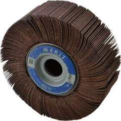 Merit Abrasives - 6" Diam, 120 Grit Aluminum Oxide Unmounted Flap Wheel - 1" Hole, 2" Wide, Coated, Fine Grade, 6,000 Max RPM , Cloth Backing - Benchmark Tooling