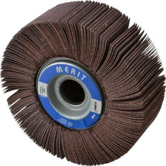 Merit Abrasives - 6" Diam, 180 Grit Aluminum Oxide Unmounted Flap Wheel - 1" Hole, 2" Wide, Coated, Very Fine Grade, 6,000 Max RPM , Cloth Backing - Benchmark Tooling