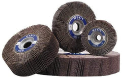 Merit Abrasives - 3-1/2" Diam, 60 Grit Aluminum Oxide Unmounted Flap Wheel - 5/8" Hole, 1-1/2" Wide, Coated, Medium Grade, 30,,000 Max RPM , Cloth Backing - Benchmark Tooling