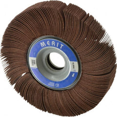 Merit Abrasives - 6" Diam, 320 Grit Aluminum Oxide Unmounted Flap Wheel - 1" Hole, 1" Wide, Coated, Very Fine Grade, 6,000 Max RPM , Cloth Backing - Benchmark Tooling