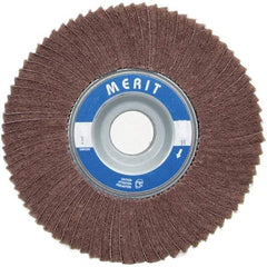 Merit Abrasives - 6" Diam, 240 Grit Ceramic Unmounted Flap Wheel - 1" Hole, 3" Wide, Coated, Very Fine Grade, 6,000 Max RPM , Cloth Backing - Benchmark Tooling