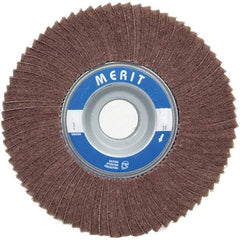 Merit Abrasives - 6" Diam, 60 Grit Ceramic Unmounted Flap Wheel - 1" Hole, 3" Wide, Coated, Medium Grade, 6,000 Max RPM , Cloth Backing - Benchmark Tooling