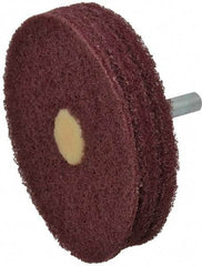 Merit Abrasives - 3" Diam, Medium Mounted Scrubber Buffing Wheel - 3 Ply, Very Fine Grade, 1/4" Shank Diam, 8,000 RPM - Benchmark Tooling