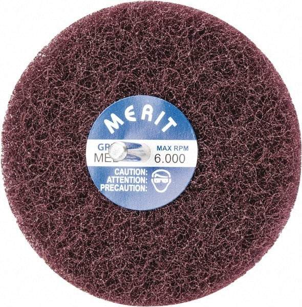 Merit Abrasives - 4" Diam, Medium Mounted Scrubber Buffing Wheel - 2 Ply, Medium Grade, 1/4" Shank Diam, 6,000 RPM - Benchmark Tooling