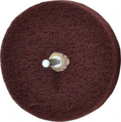 Merit Abrasives - 4" Diam, Medium Mounted Scrubber Buffing Wheel - 3 Ply, Very Fine Grade, 1/4" Shank Diam, 6,000 RPM - Benchmark Tooling