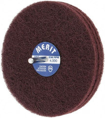 Merit Abrasives - 5" Diam, Medium Mounted Scrubber Buffing Wheel - 3 Ply, Very Fine Grade, 1/4" Shank Diam, 4,000 RPM - Benchmark Tooling