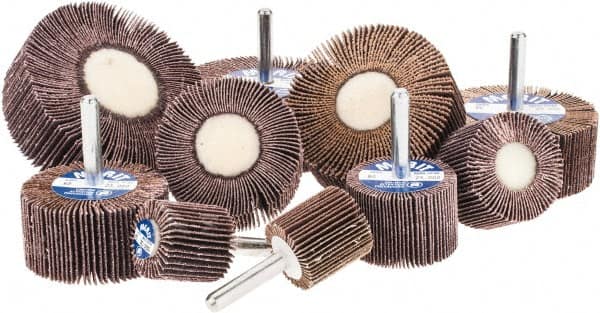 Merit Abrasives - 10 Piece Flap Wheel Kit - Contains Wheels Mounted on 1/4" Shank - Benchmark Tooling