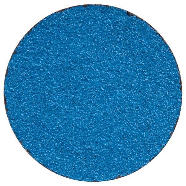 Merit Abrasives - 2" Disc Diam, 50 Grit, Zirconia Alumina Quick Change Disc - Type R Attaching System, Coated, Blue, Coarse Grade, 30,000 RPM - Benchmark Tooling