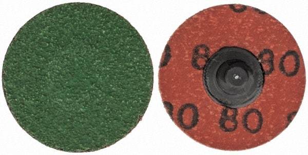 Merit Abrasives - 1-1/2" Disc Diam, 80 Grit, Zirconia Alumina Quick Change Disc - Type R Attaching System, Coated, Blue, Medium Grade, 30,000 RPM - Benchmark Tooling