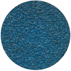 Merit Abrasives - 2" Disc Diam, 36 Grit, Zirconia Alumina Quick Change Disc - Type S Attaching System, Coated, Blue, Very Coarse Grade, 30,000 RPM - Benchmark Tooling