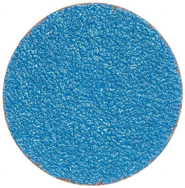 Merit Abrasives - 3" Disc Diam, 36 Grit, Zirconia Alumina Quick Change Disc - Type S Attaching System, Coated, Blue, Very Coarse Grade, 20,000 RPM - Benchmark Tooling