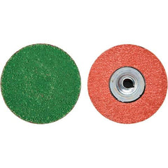 Merit Abrasives - 3" Disc Diam, 40 Grit, Zirconia Alumina Quick Change Disc - Type S Attaching System, Coated, Blue, Coarse Grade, 20,000 RPM - Benchmark Tooling