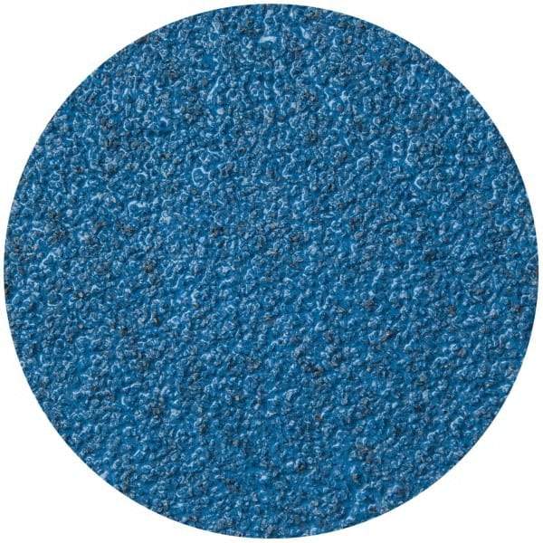 Merit Abrasives - 3" Disc Diam, 36 Grit, Zirconia Alumina Quick Change Disc - Type R Attaching System, Coated, Blue, Very Coarse Grade, 20,000 RPM - Benchmark Tooling