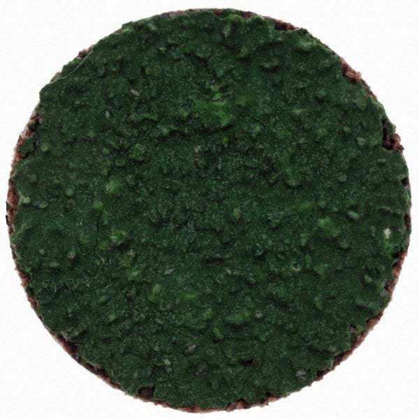 Merit Abrasives - 1" Disc Diam, 40 Grit, Zirconia Alumina Quick Change Disc - Type S Attaching System, Coated, Green, Coarse Grade, 40,000 RPM, R801 Series - Benchmark Tooling