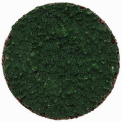 Merit Abrasives - 1" Disc Diam, 40 Grit, Zirconia Alumina Quick Change Disc - Type S Attaching System, Coated, Green, Coarse Grade, 40,000 RPM, R801 Series - Benchmark Tooling