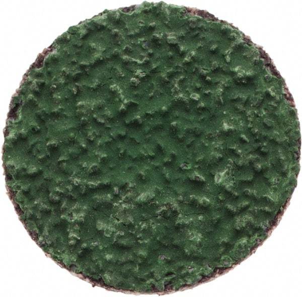 Merit Abrasives - 1" Disc Diam, 40 Grit, Zirconia Alumina Quick Change Disc - Type R Attaching System, Coated, Green, Coarse Grade, 40,000 RPM, R801 Series - Benchmark Tooling