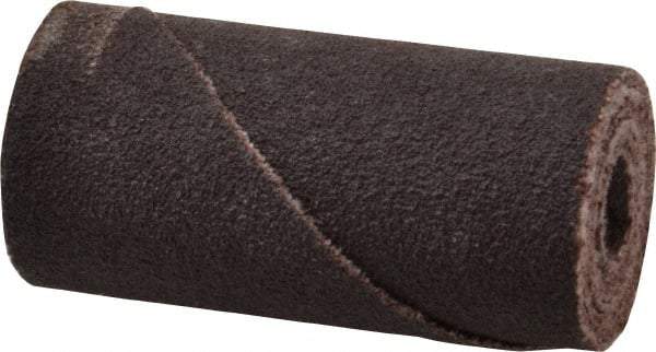 Merit Abrasives - 3/4" Max Roll Diam x 1-1/2" OAL, 120 Grit Aluminum Oxide Straight Cartridge Roll - 1/4" Pilot Hole Diam, Fine Grade - Benchmark Tooling