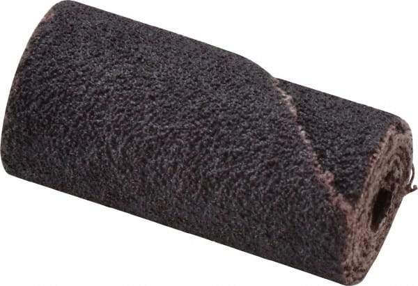 Merit Abrasives - 3/4" Max Roll Diam x 1-1/2" OAL, 60 Grit Aluminum Oxide Straight Cartridge Roll - 1/4" Pilot Hole Diam, Medium Grade - Benchmark Tooling