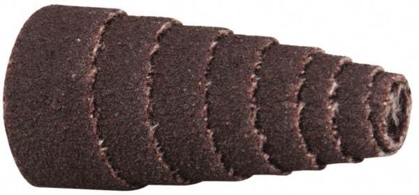 Merit Abrasives - 1-1/2" Long x 3/8" Diam, Aluminum Oxide, Full Taper Cartridge Roll - 60 Grit, 1/8" Pilot Hole Diam, Medium Grade - Benchmark Tooling