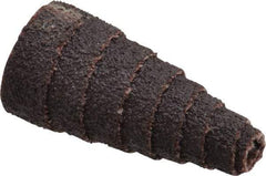 Merit Abrasives - 1-1/2" Long x 3/4" Diam, Aluminum Oxide, Full Taper Cartridge Roll - 60 Grit, 3/16" Pilot Hole Diam, Medium Grade - Benchmark Tooling