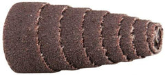 Merit Abrasives - 1-1/2" Long x 3/4" Diam, Aluminum Oxide, Full Taper Cartridge Roll - 80 Grit, 3/16" Pilot Hole Diam, Medium Grade - Benchmark Tooling