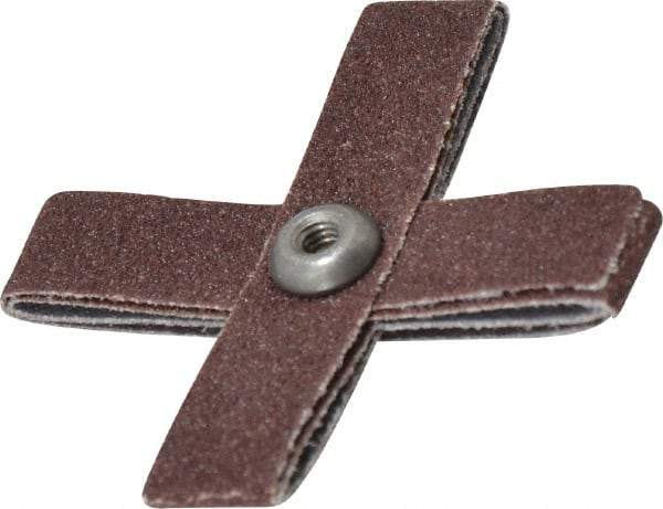 Merit Abrasives - 80 Grit, Medium Grade, Aluminum Oxide Cross Pad - 2-1/4" Long x 2-1/4" Wide x 1/2" Thick, 8 Ply, 18,000 Max RPM - Benchmark Tooling